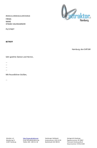 Attraktor Briefpapier Vorlage ODT
